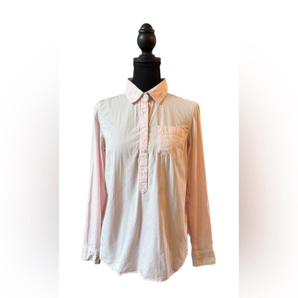 Tommy Hilfiger Preppy Pink Striped Business Casual Button Down Shirt